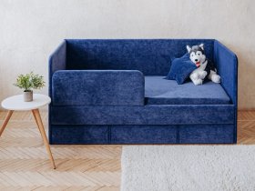 Диван-кровать Happy (синий) в Ленске - lensk.mebel-nsk.ru | фото