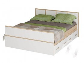 Двуспальная кровать 1,4м Сакура (дуб сонома/белый) в Ленске - lensk.mebel-nsk.ru | фото