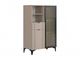 Комод 2 со стеклом Рич (кашемир/фрапучино матовый/черный) в Ленске - lensk.mebel-nsk.ru | фото