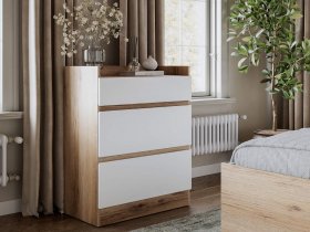 Комод 3 ящика Брауни (дуб делано/белый) в Ленске - lensk.mebel-nsk.ru | фото