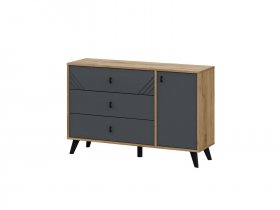 Комод 3ящ. и 1ств. Байкал (дуб крафт золотой/графит) в Ленске - lensk.mebel-nsk.ru | фото