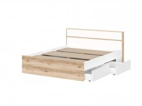 Кровать двуспальная 1,6м Брауни (дуб делано/белый) в Ленске - lensk.mebel-nsk.ru | фото