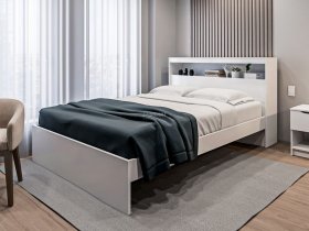 Кровать двуспальная 1,6м Бруклин СБ-3356 (белый) в Ленске - lensk.mebel-nsk.ru | фото