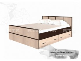 Кровать двуспальная с ящиками 1,4м Сакура (BTS) в Ленске - lensk.mebel-nsk.ru | фото