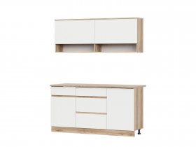 Кухонный гарнитур 1,6м Брауни (дуб делано/белый) в Ленске - lensk.mebel-nsk.ru | фото