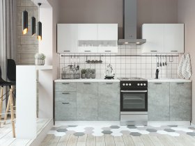 Кухонный гарнитур Дуся 2,0 м (белый глянец/цемент) в Ленске - lensk.mebel-nsk.ru | фото