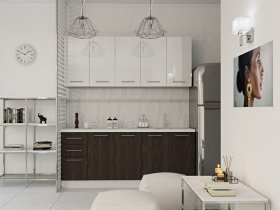 Кухонный гарнитур МДФ Выгодно и точка 2,0 м (белый глянец/ироко) в Ленске - lensk.mebel-nsk.ru | фото