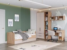 Модульная детская Сицилия (дуб альпийский/тефия) в Ленске - lensk.mebel-nsk.ru | фото