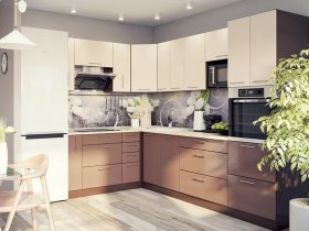 Модульная кухня Классика (ваниль/шоколад) в Ленске - lensk.mebel-nsk.ru | фото