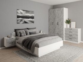 Модульная спальня Гамма (белый/цемент) в Ленске - lensk.mebel-nsk.ru | фото