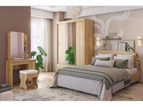 Модульная спальня Виктория-1 (дуб крафт золотой) в Ленске - lensk.mebel-nsk.ru | фото