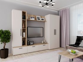 Модульная стенка Верона (сатин/дуб крафт серый) в Ленске - lensk.mebel-nsk.ru | фото