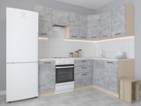 Модульная угловая кухня 1,4м*2,1м Лада (цемент) в Ленске - lensk.mebel-nsk.ru | фото