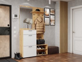 Прихожая Монтана (дуб крафт золотой/белый) в Ленске - lensk.mebel-nsk.ru | фото