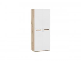 Шкаф двухстворчатый для одежды «Фьюжн» (белый глянец/дуб делано) в Ленске - lensk.mebel-nsk.ru | фото