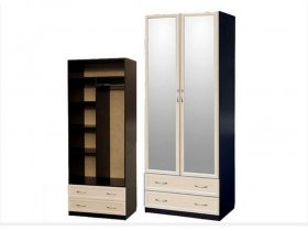 Шкаф двухстворчатый с ящиками с 2-мя зеркалами  (профиль МДФ) в Ленске - lensk.mebel-nsk.ru | фото