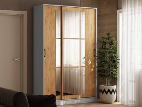 Шкаф-купе 1,4м «Стиль-2» (белый/дуб крафт золотой) в Ленске - lensk.mebel-nsk.ru | фото