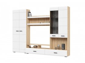 Стенка ГС-01 Либерти (дуб сонома/белый глянец) в Ленске - lensk.mebel-nsk.ru | фото