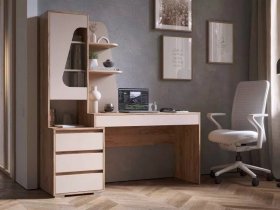 Стол компьютерный Пифагор (дуб вотан/кашемир) в Ленске - lensk.mebel-nsk.ru | фото