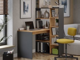 Стол письменный тип 16 (дуб крафт золотой/графит серый) в Ленске - lensk.mebel-nsk.ru | фото