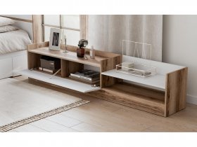 Тумба под ТВ Брауни (дуб делано/белый) в Ленске - lensk.mebel-nsk.ru | фото