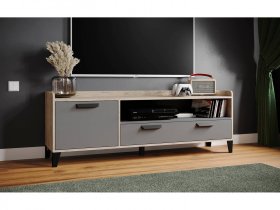Тумба под ТВ Парус-8 (дуб крафт серый/графит серый) в Ленске - lensk.mebel-nsk.ru | фото